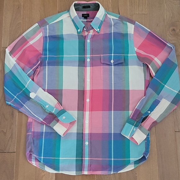 Men's J. Crew light weight plaid button down med